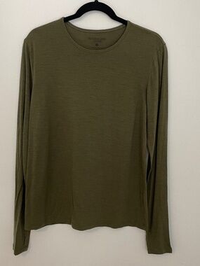 Outerknown Active Wool Blend Long  Sleeve Base Layer Shirt Mens Medium Top Green